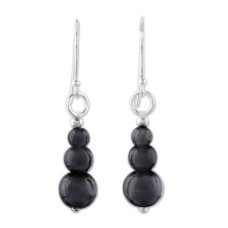 Black onyx 3 size beaded ear ring